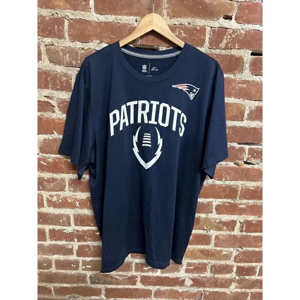 Nike Patriots New England Dri Fit NFL T-Shirt Size 2XL Blue Men's